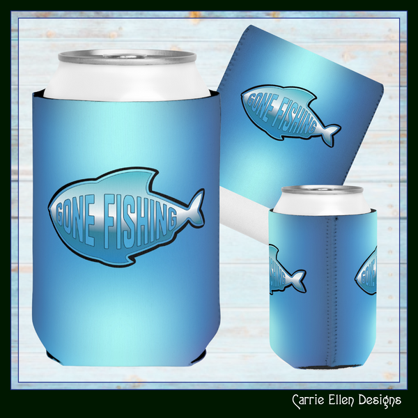 Gone Fishing Can Cooler Sleeve – Outdoor Drink Holder, Gift for Fishermen & Anglers, Summer Fun (P-6069)