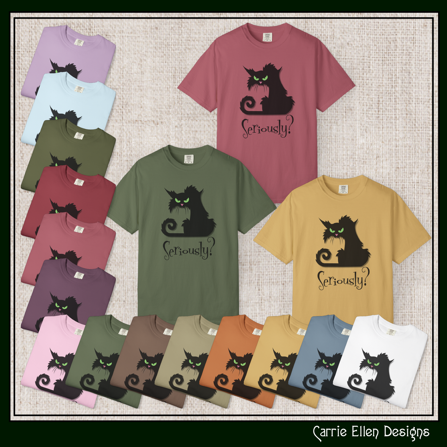 Black Cat Comfort Colors T-Shirt – Seriously Sarcastic Cat Attitude Short Sleeve Tee for Cat Lovers | Multiple Color Options (P-6076)