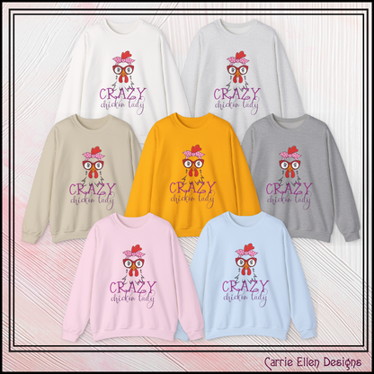 Crazy Chicken Lady Crewneck Sweatshirt – Unisex Long Sleeve Crew Neck Sweatshirt | Cozy Farmhouse Apparel (P-6079)
