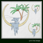 Palm Tree Lakeside Frame Machine Embroidery Design | Tropical Waterfall & Stream Sketch | Light Density Line Art | 6 Sizes (1714)