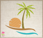 Tropical Island Machine Embroidery Design – Palm Tree & Sunset Patterns, 8 Sizes (0538)