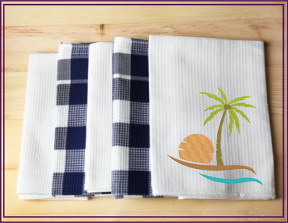 Tropical Island Machine Embroidery Design – Palm Tree & Sunset Patterns, 8 Sizes (0538)