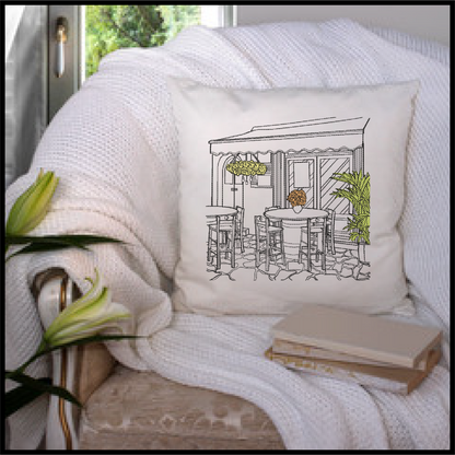 Patio Café Scene Machine Embroidery Design | Street Café Bistro Sketch | Restaurant City Landscape Design | 6 Sizes (0700)