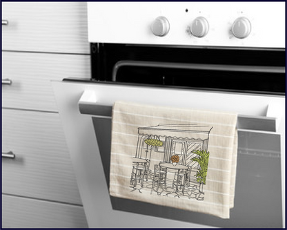 Patio Café Scene Machine Embroidery Design | Street Café Bistro Sketch | Restaurant City Landscape Design | 6 Sizes (0700)