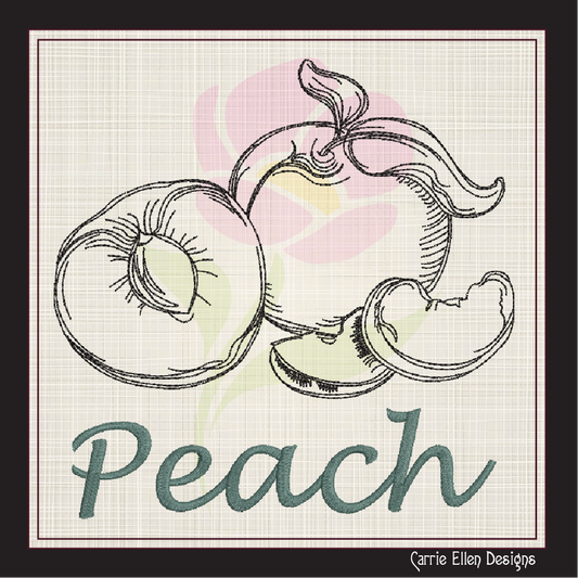 Fresh Peaches Machine Embroidery Outline Design | Summer Orchard Fruit Line Art | Fruit and Vegetables Embroidery Pattern | 8 Sizes (0956)