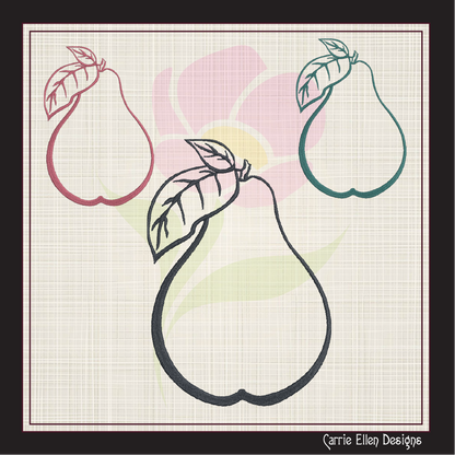 Fresh Pears Machine Embroidery Design | Orchard Fruits Outline | Summer Fruit Embroidery | 8 Sizes (0968)