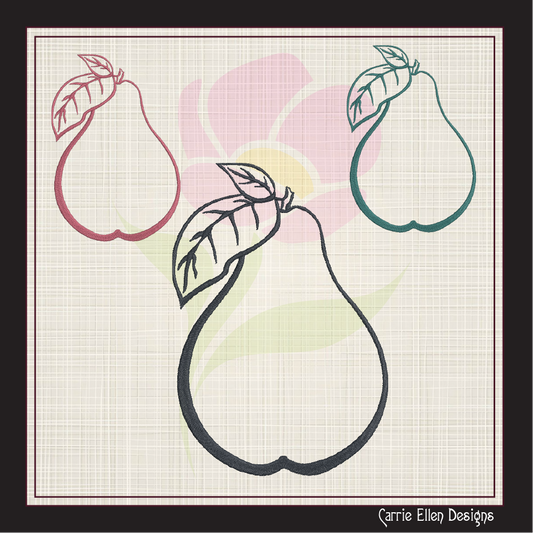 Fresh Pears Machine Embroidery Design | Orchard Fruits Outline | Summer Fruit Embroidery | 8 Sizes (0968)