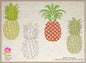 Pineapple Machine Embroidery Design Bundle | Summer Fruit Line Art Embroidery | Tropical Fruit Designs | 4 Designs, 8 Sizes Each (0875)