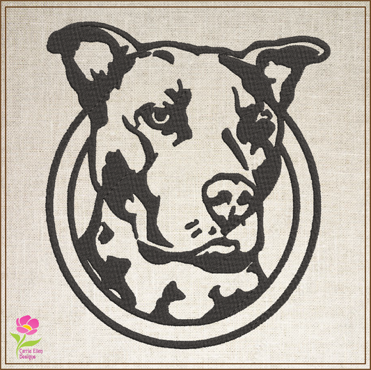 Pitbull Machine Embroidery Design Profile – American Pit Bull Terrier Dog Design, 10 Sizes (0513)