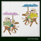 Poolside Puppy Embroidery Design, Funny Cartoon Dog Drinking by the Pool, 6 Sizes (1489)