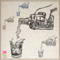 Pouring Whiskey Bottle Sketch Machine Embroidery Design | Liquor Alcohol Drink Sketch | 6 Sizes (0708)