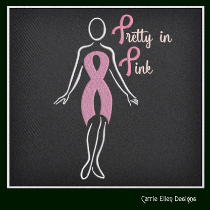 Pretty in Pink Breast Cancer Embroidery Design – Cancer Awareness Support, 8 Sizes (1083)