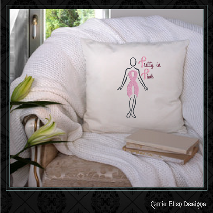 Pretty in Pink Breast Cancer Embroidery Design – Cancer Awareness Support, 8 Sizes (1083)