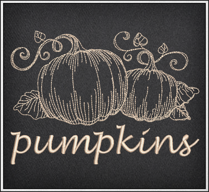 Pumpkin Machine Embroidery Sketch Design | Autumn Fall Garden Fruit Outline | Seasonal Digital Embroidery Drawing | 8 Sizes (0994)