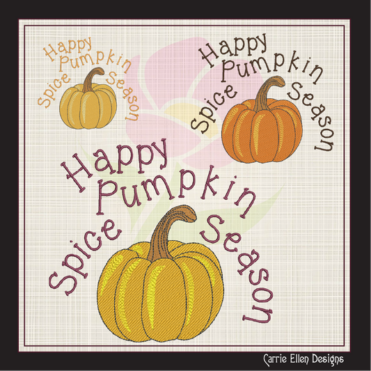 Happy Pumpkin Spice Season Machine Embroidery Design | Fall Latte Coffee Design | Seasonal Favorite Embroidery Drawing | 8 Sizes (0995)