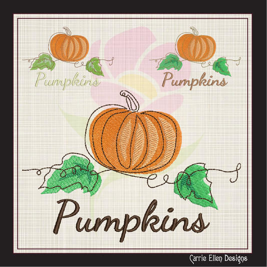 Pumpkin Machine Embroidery Design | Autumn Fall Garden Fruit Pattern | Seasonal Digital Embroidery | 8 Sizes (0993)