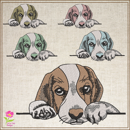 Puppy Machine Embroidery Design | Adorable Pet Dog Embroidery Pattern | Beagle Puppy Stitch File | 6 Sizes (0518)