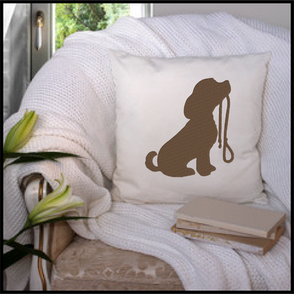 Puppy with Leash Silhouette Machine Embroidery Design | Pet Dog Animal Embroidery Design | 4 Sizes (0581)