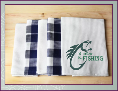 I’d Rather be Fishing Machine Embroidery Design, Sport Fishing Embroidery, Fish and Hook Design, Vocation Design Pattern, 6 Sizes (0495)