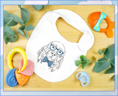Retriever With Glasses Machine Embroidery Design | Cocker Spaniel Dog Wearing Glasses and Bow Tie | Cute Pet Embroidery Design | 8 Sizes (0801)