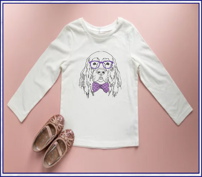 Retriever With Glasses Machine Embroidery Design | Cocker Spaniel Dog Wearing Glasses and Bow Tie | Cute Pet Embroidery Design | 8 Sizes (0801)