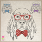Retriever With Glasses Machine Embroidery Design | Cocker Spaniel Dog Wearing Glasses and Bow Tie | Cute Pet Embroidery Design | 8 Sizes (0801)