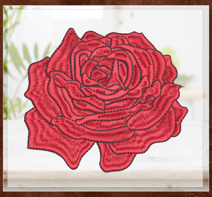 Roses Machine Embroidery Design – Elegant Red Floral Bouquet, Garden Rose Pattern, 6 Sizes (1035)