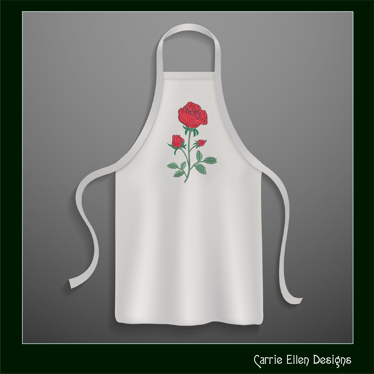 Roses Machine Embroidery Design – Single Red Rose Embroidery – Red Roses Garden Design – 6 Sizes (1036)