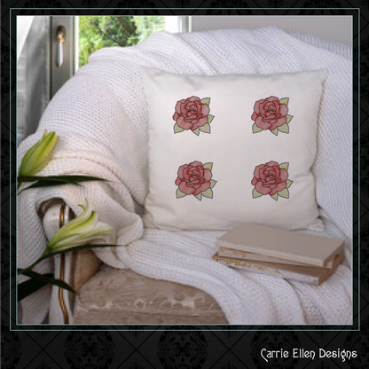 Roses Machine Embroidery Design | Red Roses Floral Bouquet Embroidery | Garden Flower Embroidery Design | 6 Sizes (1039)