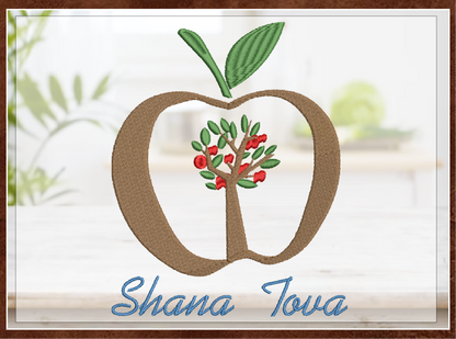 Rosh Hashana Machine Embroidery Design – Shana Tova Jewish New Year Pattern – Judaica Holiday Embroidery – 8 Sizes (0160)