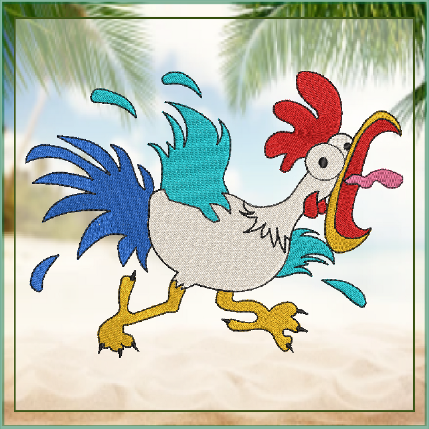 Running Chicken Machine Embroidery Design | Crazy Screaming Bird Cartoon | Funny Rooster Chicken | 6 Sizes (0754)