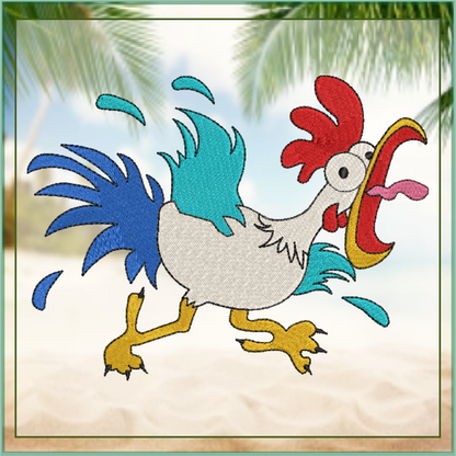 Running Chicken Machine Embroidery Design | Crazy Screaming Bird Cartoon | Funny Rooster Chicken | 6 Sizes (0754)
