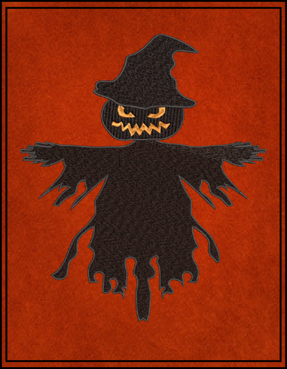 Scarecrow Machine Embroidery Design | Pumpkin Head Halloween Embroidery | Scarecrow Says Boo | 10 Sizes (0638)