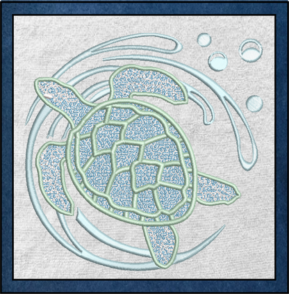 Sea Turtle Machine Embroidery Design – Ocean Tortoise Marine Animal Stitch File, 6 Sizes (0151)