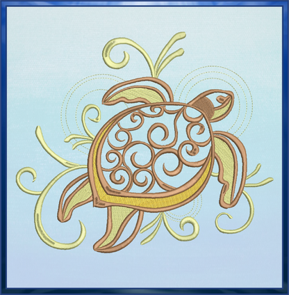 Sea Turtle Embroidery Design, Turtle Embroidery Design, Machine Embroidery Design, Sea Life Design, 10 Sizes (0177)