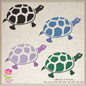 Turtle Machine Embroidery Design – Land Tortoise & Marine Animal Stitch File, 10 Sizes (0309)