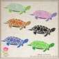 Turtle Machine Embroidery Design – Land Tortoise & Marine Animal Stitch File, 10 Sizes (0313)