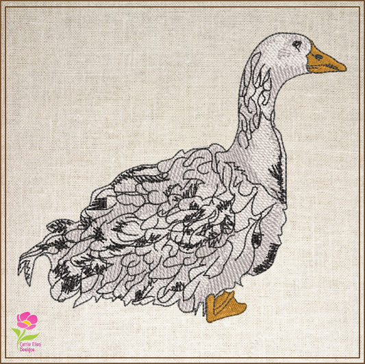 Sebastopol Goose Machine Embroidery Design | Feathered Goose Silhouette | Duck Bird Embroidery | 6 Sizes (0748)