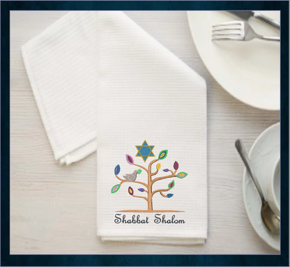 Shabbat Shalom Tree Machine Embroidery Design | Tree of Life with Dove & Star of David | Jewish Holiday Embroidery Design | 8 Sizes (0917)