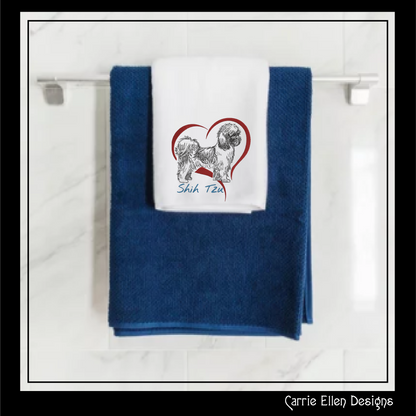 I Love My Shih Tzu Machine Embroidery Design – Pet Dog Lover Design – 6 Sizes (1562)