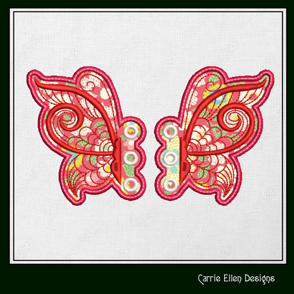 Butterfly ITH Shoe Wing Charms – In The Hoop Embroidery Design for Shoes and Boots – 4x4 & 5x7 Hoop Sizes (1257)