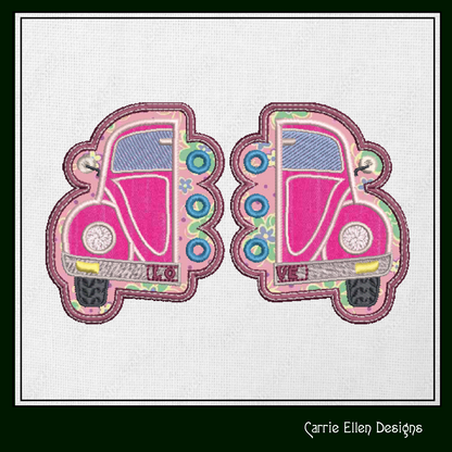 Love Bug ITH Shoe Wings – Retro Bug Hippie Wing Charms for Shoes and Boots – In The Hoop Machine Embroidery Design, 4x4 and 5x7 Hoop (1299)