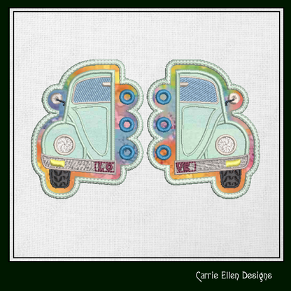 Love Bug ITH Shoe Wings – Retro Bug Hippie Wing Charms for Shoes and Boots – In The Hoop Machine Embroidery Design, 4x4 and 5x7 Hoop (1299)