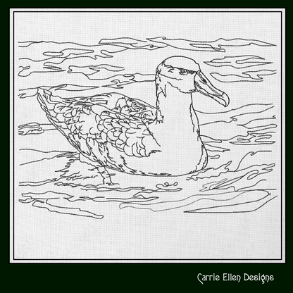 Shy Albatross Sketch Machine Embroidery Design – Bird Drawing, Duck in Water, 6 Sizes (1708)