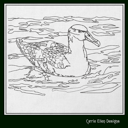 Shy Albatross Sketch Machine Embroidery Design – Bird Drawing, Duck in Water, 6 Sizes (1708)