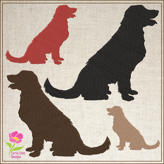 Sitting Dog Silhouette Machine Embroidery Design | Pet Animal Embroidery Design | 4 Sizes (0579)