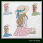 Sitting Girl Machine Embroidery Design – Peaceful Casual Sketch Art – 6 Sizes (1279)