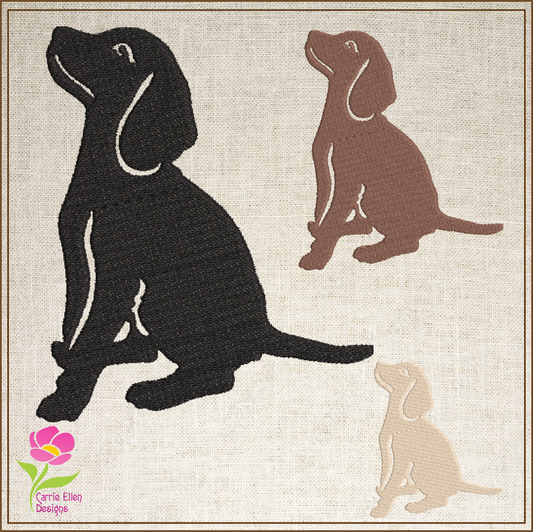 Sitting Puppy Silhouette Machine Embroidery Design | Dog Embroidery Pattern | Cute Animal Embroidery Design | 4 Sizes (0575)