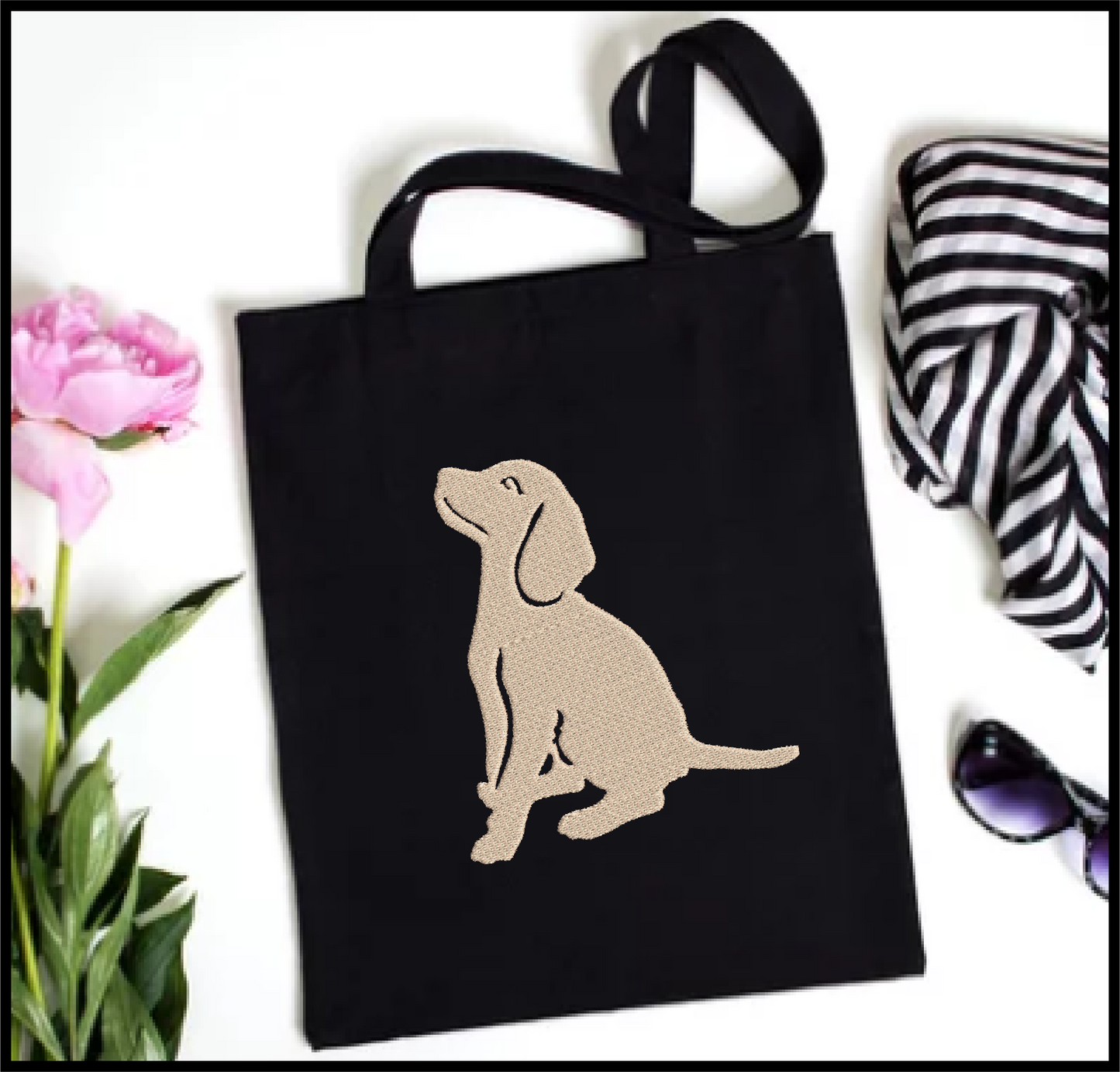 Sitting Puppy Silhouette Machine Embroidery Design | Dog Embroidery Pattern | Cute Animal Embroidery Design | 4 Sizes (0575)