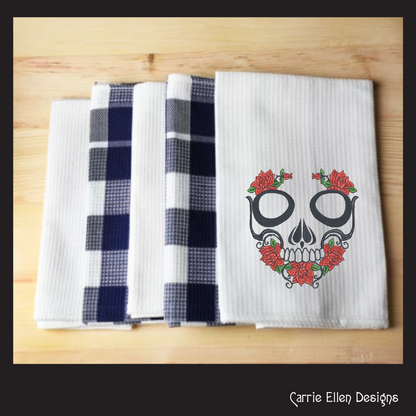 Skull with Roses Machine Embroidery Design | Sugar Skull Day of the Dead Pattern | Dia de Los Muertos Embroidery | 6 Sizes (1041)